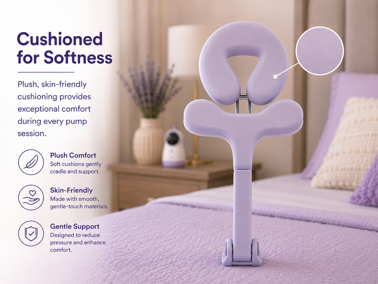 Padded TiltMilk support engineered for comfort